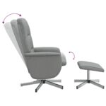 Fauteuil inclinable avec repose-pied gris clair tissu – Image 4