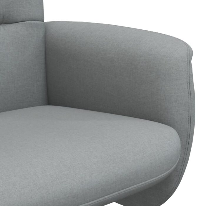 Fauteuil inclinable avec repose-pied gris clair tissu – Image 5