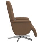 Fauteuil inclinable de massage avec repose-pieds marron tissu – Image 2