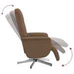 Fauteuil inclinable de massage avec repose-pieds marron tissu – Image 4