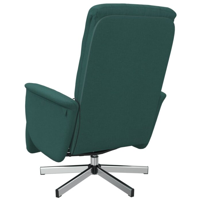 Fauteuil inclinable de massage et repose-pieds vert foncé tissu – Image 3