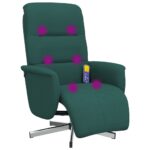 Fauteuil inclinable de massage et repose-pieds vert foncé tissu – Image 5