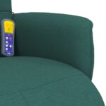 Fauteuil inclinable de massage et repose-pieds vert foncé tissu – Image 6