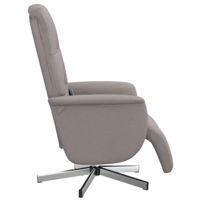 Fauteuil inclinable de massage avec repose-pieds taupe tissu – Image 2