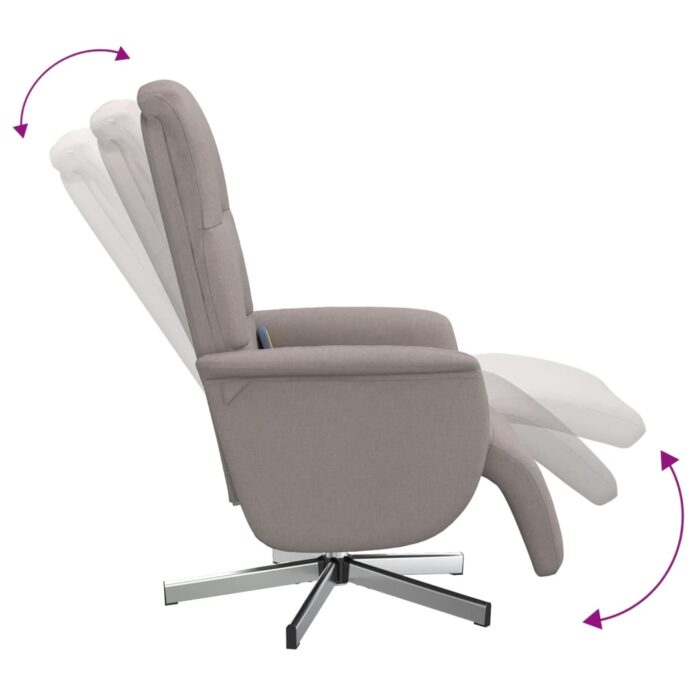 Fauteuil inclinable de massage avec repose-pieds taupe tissu – Image 4