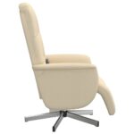 Fauteuil inclinable de massage avec repose-pieds crème tissu – Image 2