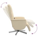 Fauteuil inclinable de massage avec repose-pieds crème tissu – Image 4