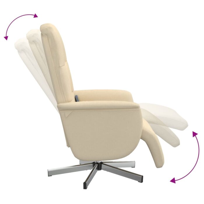 Fauteuil inclinable de massage avec repose-pieds crème tissu – Image 4