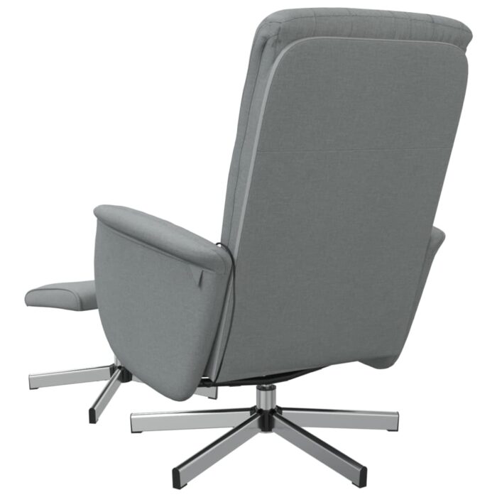 Fauteuil inclinable de massage et repose-pied gris clair tissu – Image 3