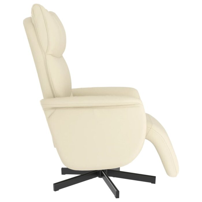 Fauteuil inclinable avec repose-pieds crème similicuir – Image 2