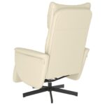 Fauteuil inclinable avec repose-pieds crème similicuir – Image 3