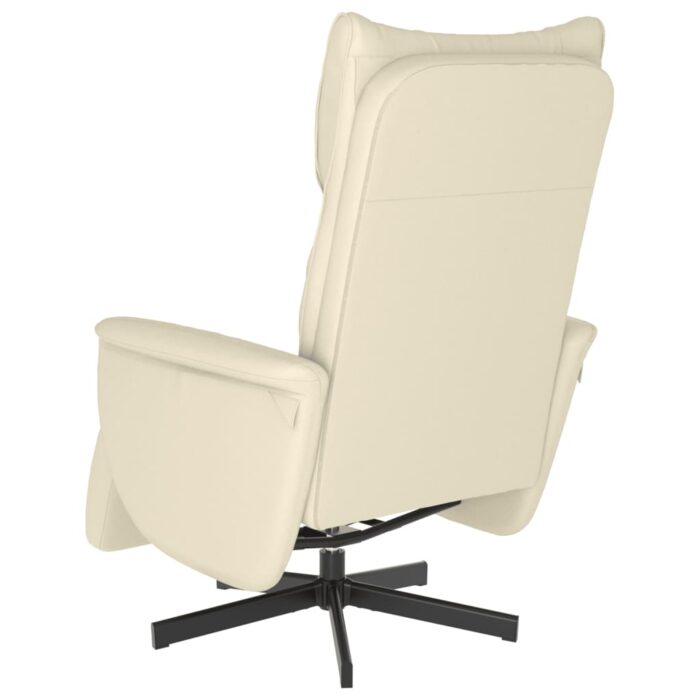 Fauteuil inclinable avec repose-pieds crème similicuir – Image 3