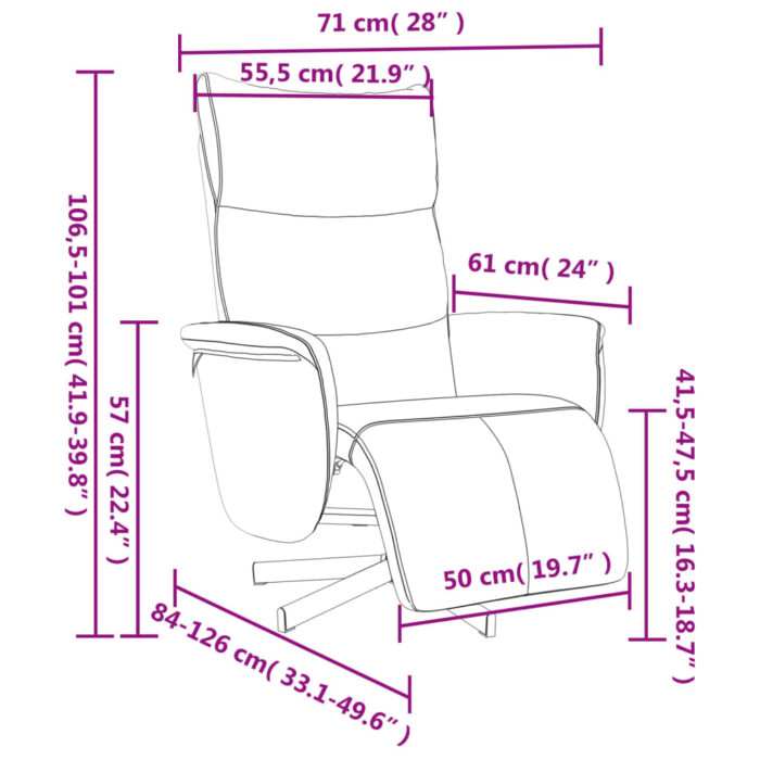 Fauteuil inclinable avec repose-pieds crème similicuir – Image 7