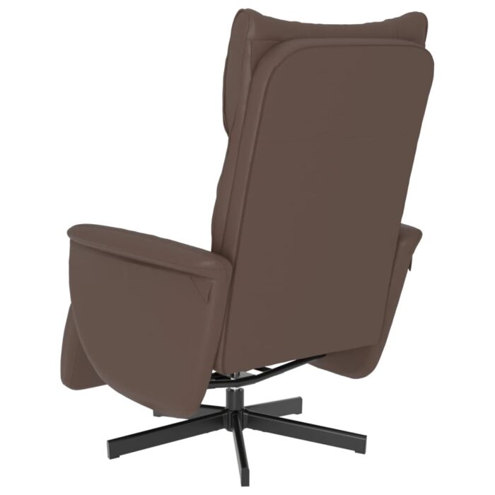 Fauteuil inclinable avec repose-pieds marron similicuir – Image 3