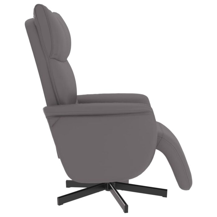 Fauteuil inclinable avec repose-pieds gris similicuir – Image 2