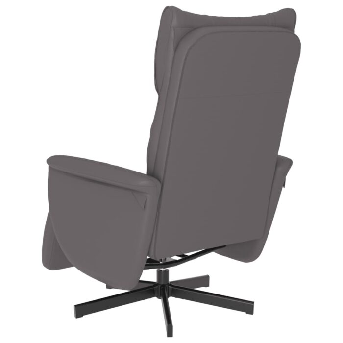 Fauteuil inclinable avec repose-pieds gris similicuir – Image 3