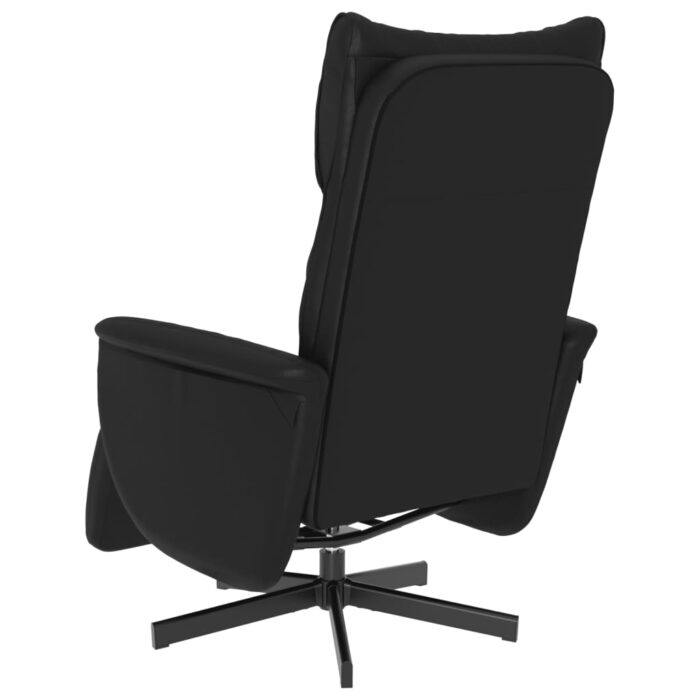 Fauteuil inclinable avec repose-pieds noir similicuir – Image 3