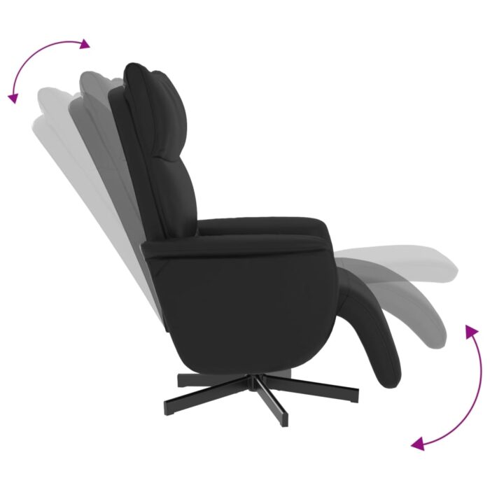 Fauteuil inclinable avec repose-pieds noir similicuir – Image 4