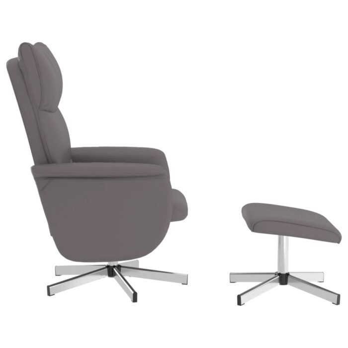 Fauteuil inclinable avec repose-pied gris similicuir – Image 2