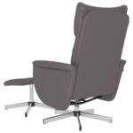 Fauteuil inclinable avec repose-pied gris similicuir – Image 3