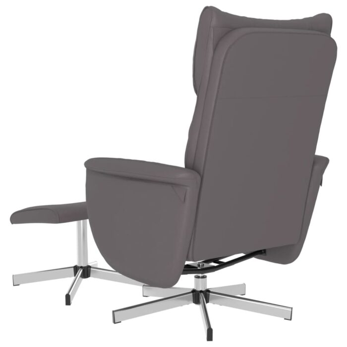 Fauteuil inclinable avec repose-pied gris similicuir – Image 3