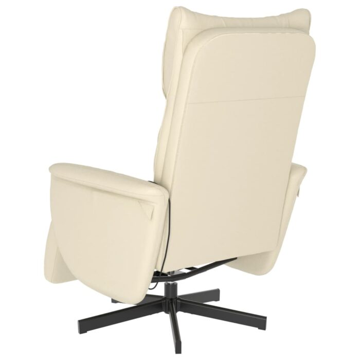 Fauteuil inclinable de massage et repose-pieds crème similicuir – Image 3