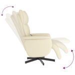 Fauteuil inclinable de massage et repose-pieds crème similicuir – Image 4