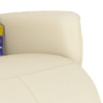 Fauteuil inclinable de massage et repose-pieds crème similicuir – Image 6