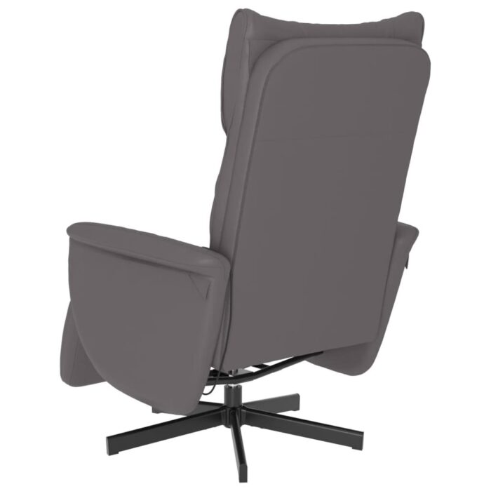Fauteuil inclinable de massage repose-pieds gris similicuir – Image 3