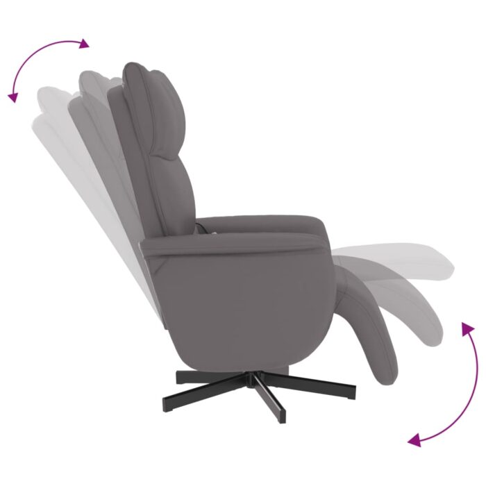 Fauteuil inclinable de massage repose-pieds gris similicuir – Image 4