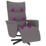 Fauteuil inclinable de massage repose-pieds gris similicuir – Image 5