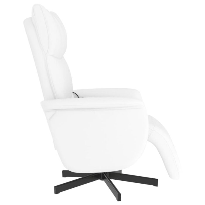 Fauteuil inclinable de massage repose-pieds blanc similicuir – Image 2