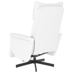 Fauteuil inclinable de massage repose-pieds blanc similicuir – Image 3