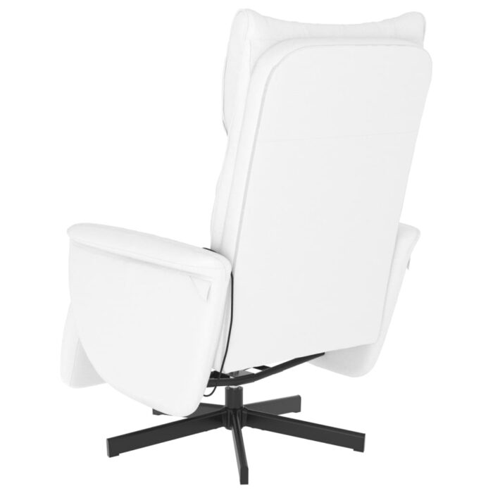 Fauteuil inclinable de massage repose-pieds blanc similicuir – Image 3