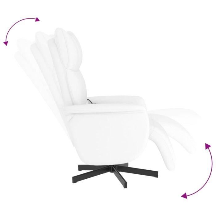 Fauteuil inclinable de massage repose-pieds blanc similicuir – Image 4