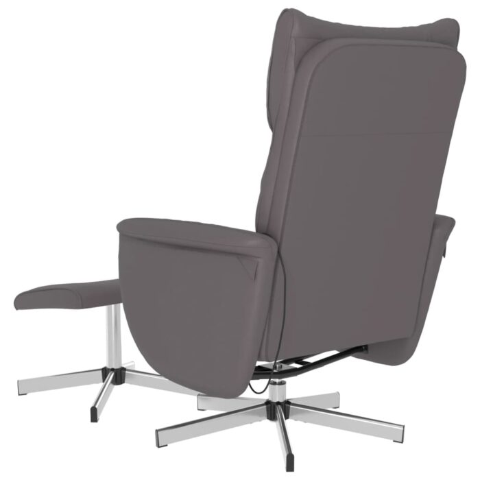 Fauteuil inclinable de massage avec repose-pied gris similicuir – Image 3