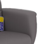 Fauteuil inclinable de massage avec repose-pied gris similicuir – Image 6