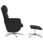 Fauteuil inclinable de massage avec repose-pied noir similicuir – Image 2