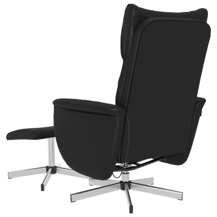 Fauteuil inclinable de massage avec repose-pied noir similicuir – Image 3