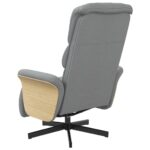 Fauteuil inclinable avec repose-pieds gris clair tissu – Image 3