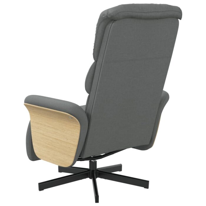 Fauteuil inclinable avec repose-pieds gris foncé tissu – Image 3