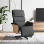 Fauteuil inclinable avec repose-pieds gris foncé tissu