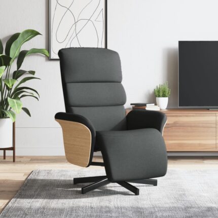 Fauteuil inclinable avec repose-pieds gris foncé tissu