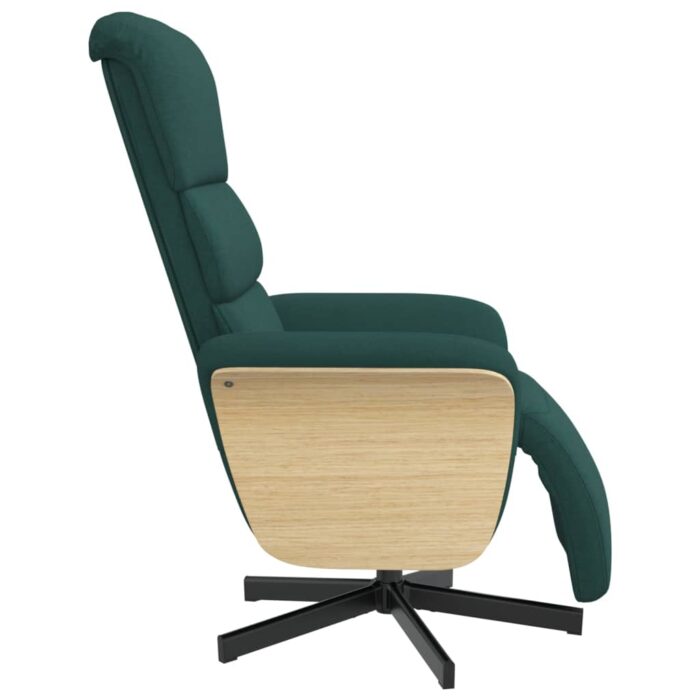 Fauteuil inclinable avec repose-pieds vert foncé tissu – Image 2