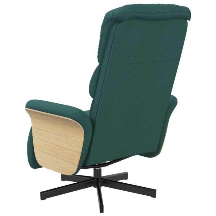 Fauteuil inclinable avec repose-pieds vert foncé tissu – Image 3