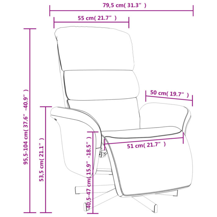 Fauteuil inclinable avec repose-pieds jaune clair tissu – Image 7