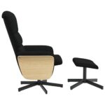 Fauteuil inclinable avec repose-pied noir tissu – Image 2
