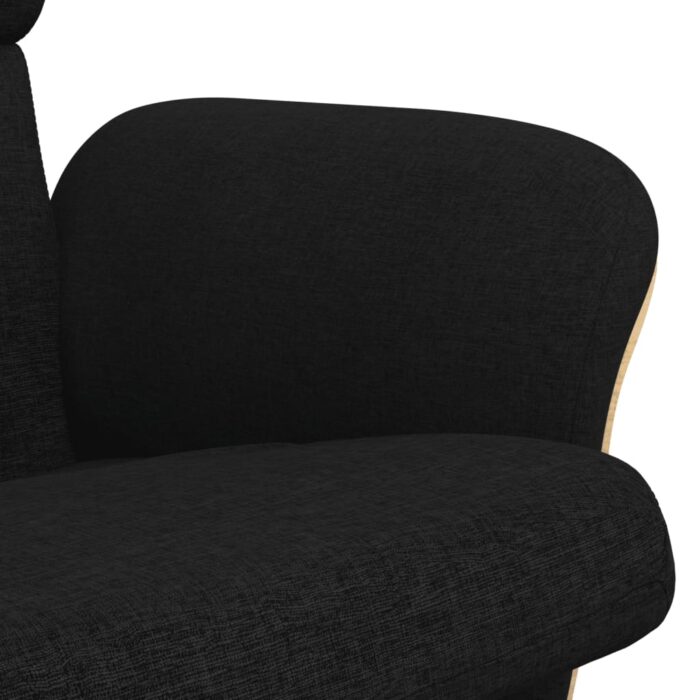 Fauteuil inclinable avec repose-pied noir tissu – Image 5