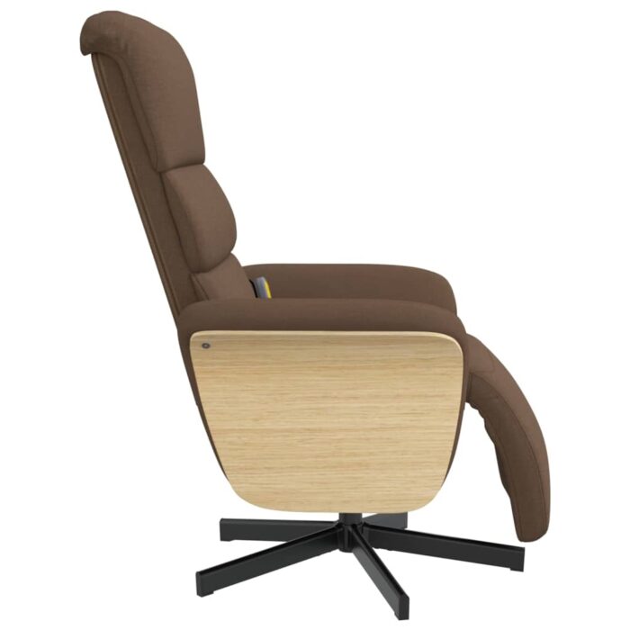 Fauteuil inclinable de massage avec repose-pieds marron tissu – Image 2