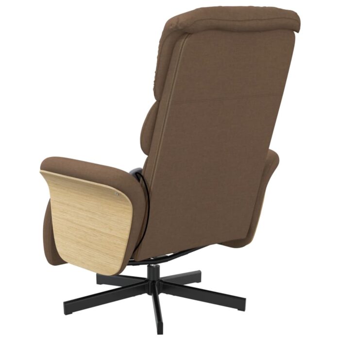 Fauteuil inclinable de massage avec repose-pieds marron tissu – Image 3